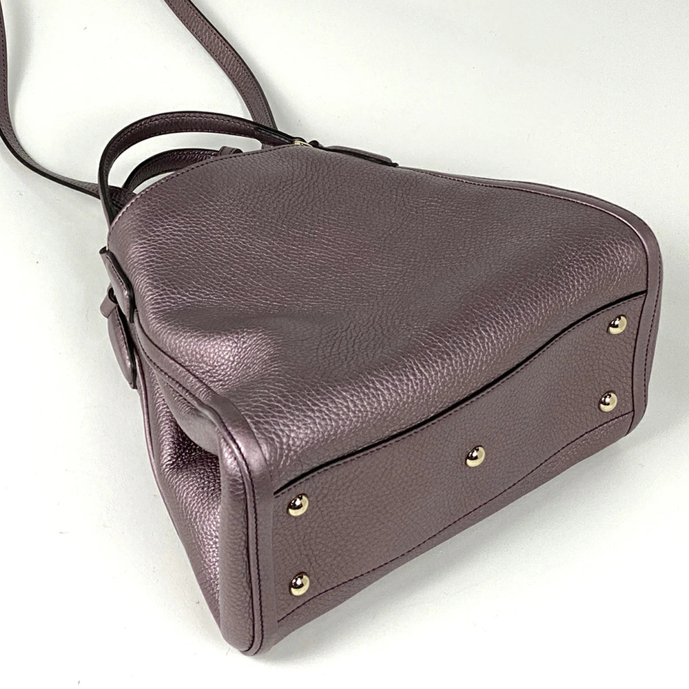 Gucci Leather Soho Bag Metallic Handbag Shoulder Tassel Fringe Purple